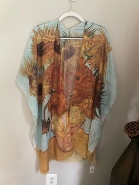 🌻 Van Gogh Inspired Sunflower Kimono Wrap – Lightweight Layer – NWT